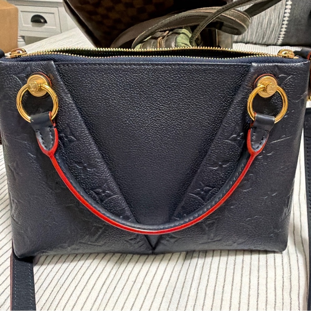 Louis Vuitton Handbag Monogram Empreinte V Tote BB CA2119 Marine Rouge Women's